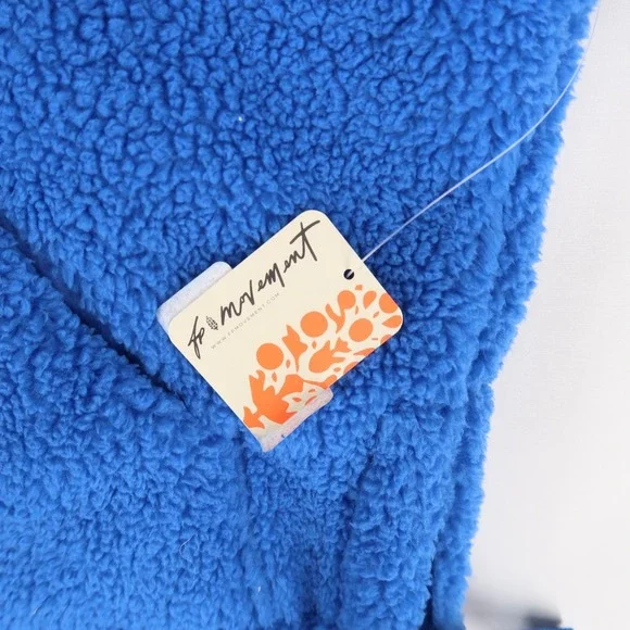 Free People Scout It Out Vest Womens XS Cobalt Blue Fleece Snap Front Boxy Fit - Picture 5 of 11